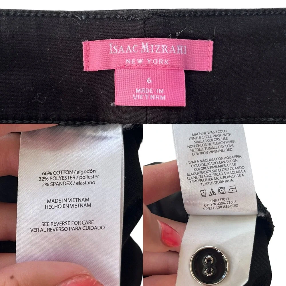 Isaac Mizrahi New York Womens Sz 6 Black Cotton Tailored Flat Front Dress Shorts